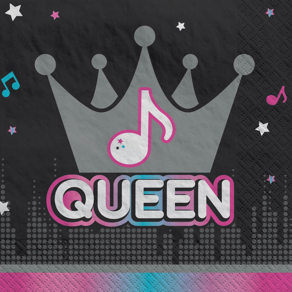 Internet Famous Queen Beverage Napkins, Black/Pink, 5-inch, 16-ct - Pack of 2