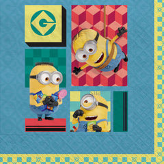 Despicable Me Beverage Napkins, 5 inch, 16-ct, Blue/Red/Yellow - Pack of 6