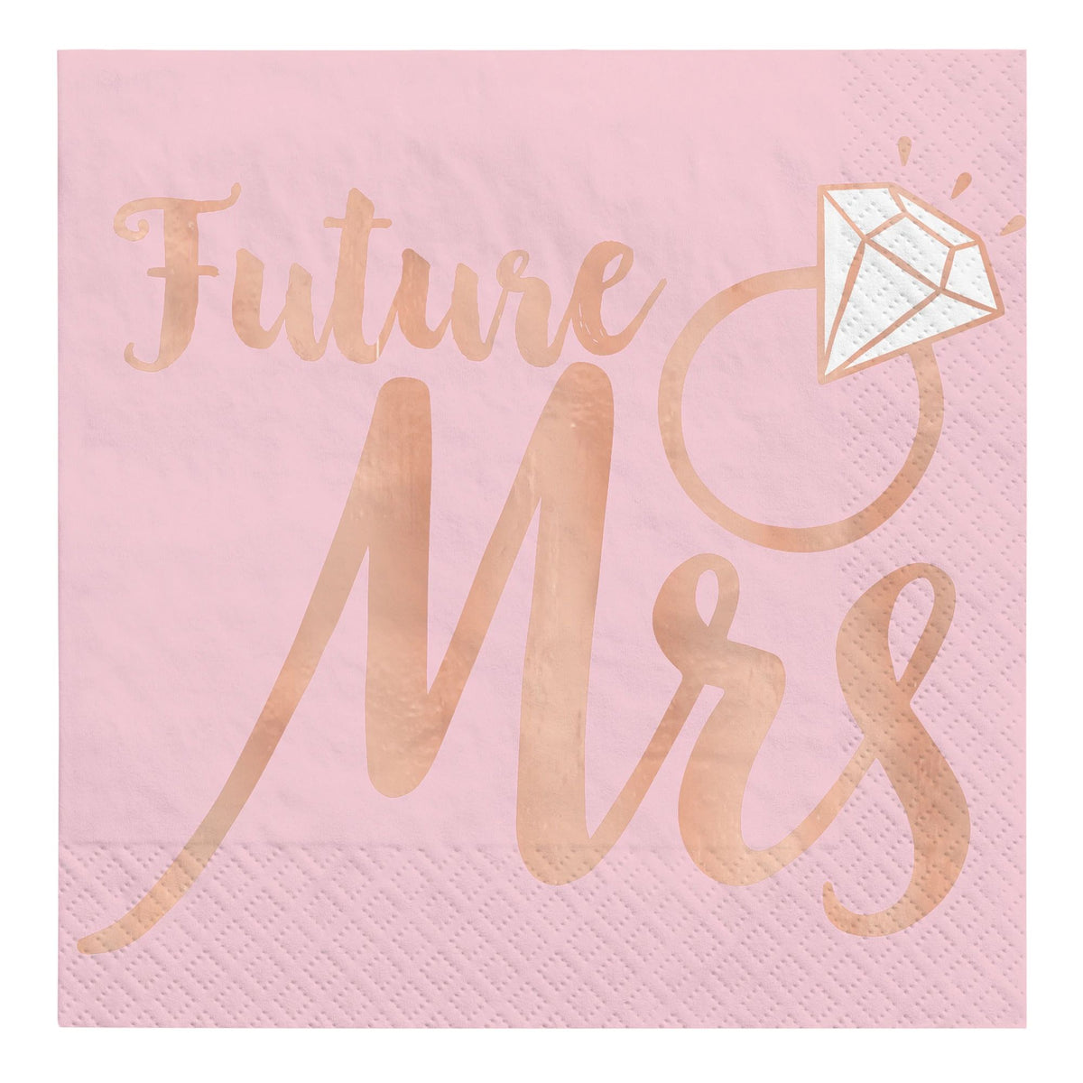Blush Future Mrs Beverage Napkins, Rose Gold, 5-inch, 16-ct - Case of 72