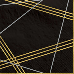 Geometric Gold & Silver Hot Stamped Beverage Napkins, 20-ct - Pack of 2