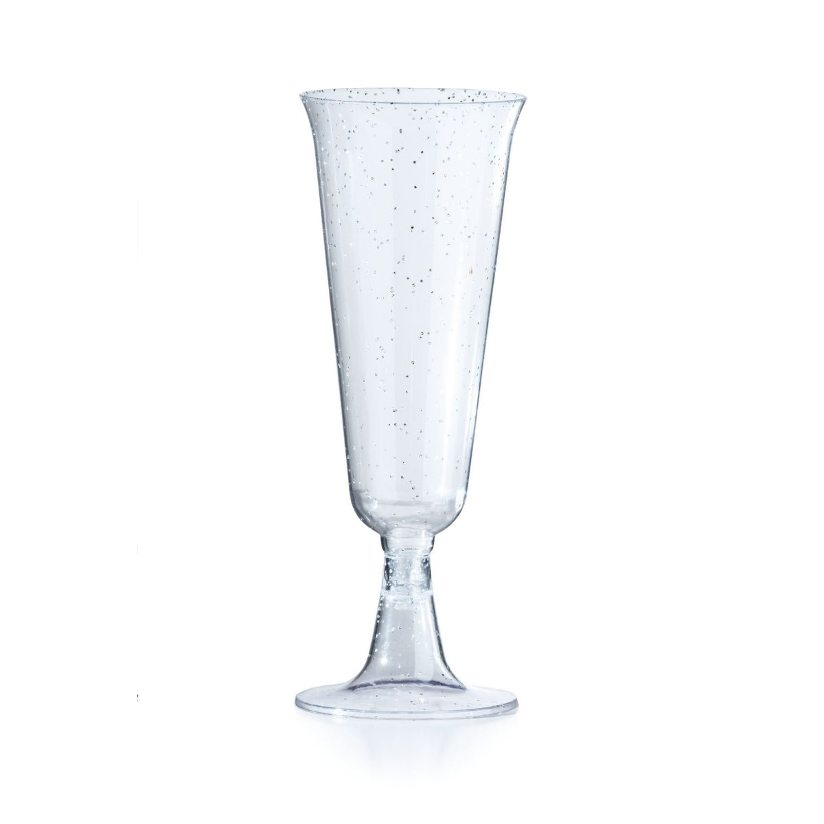 5 Oz. Silver Sparkle Plastic Flute Glasses | 144 Qty