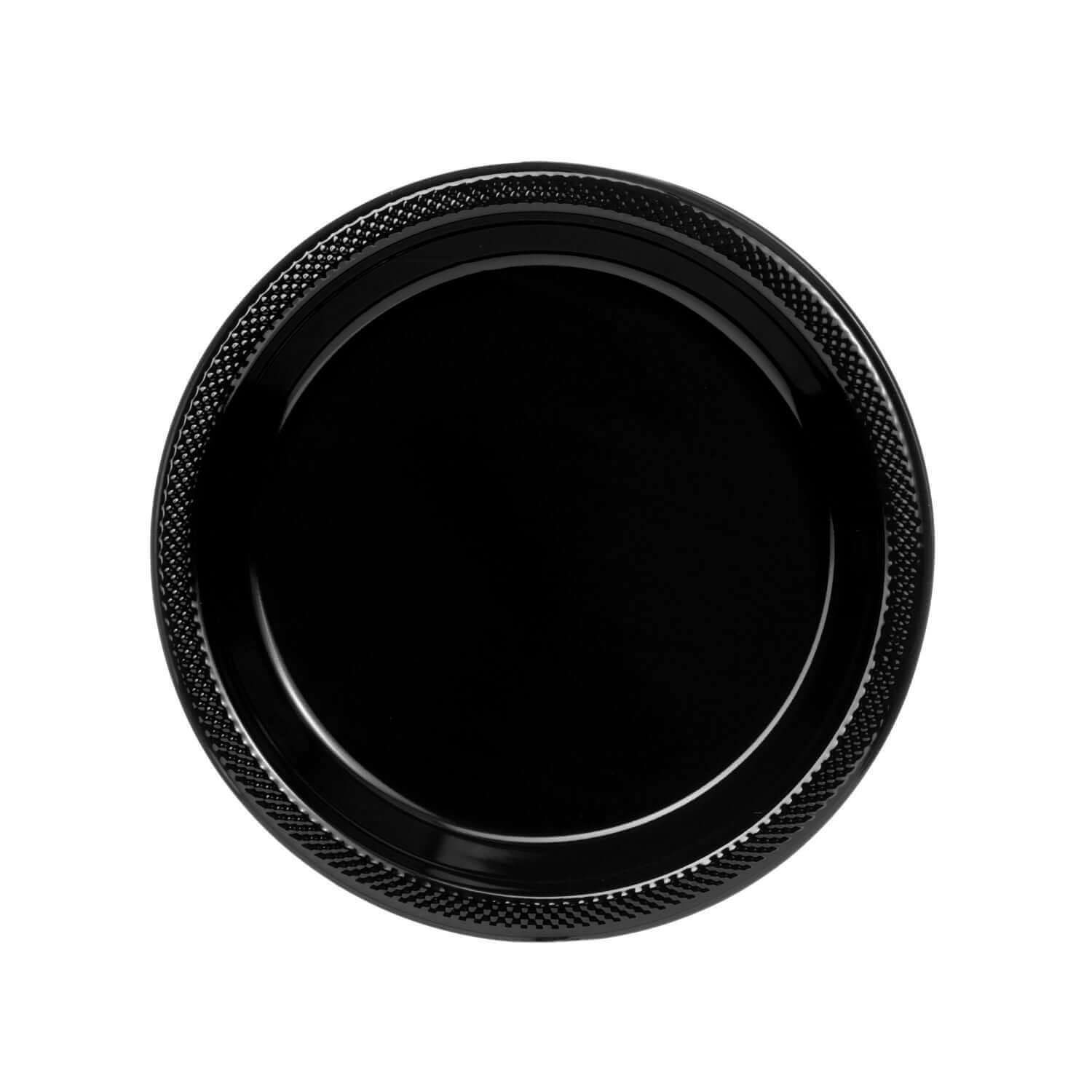 7" | Black Plastic Plates | 600 Count - Yom Tov Settings