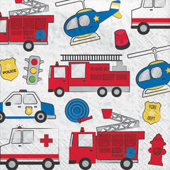 First Responders Lunch Napkins, Blue/Red, 6.5-inch, 16-ct - Pack of 2