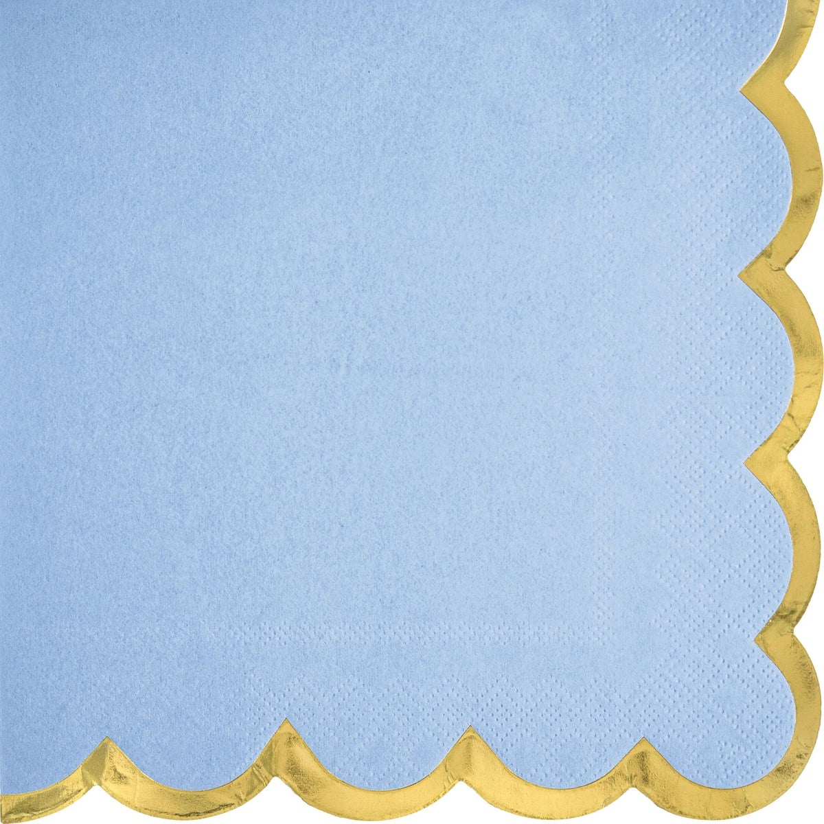 Elegant Blue Luncheon Napkin with Gold Scalloped Edge, 16-pk | Case of 144