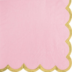 Pink Scalloped Edge Luncheon Napkins with Gold Foil, 16-ct - Pack of 12
