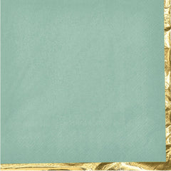 Elegant Willow Green Lunch Napkins with Gold Hot Stamping, 16-ct - Pack of 12
