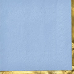 Elegant Blue Luncheon Napkins with Hot Stamped Gold Edge | 32 Count