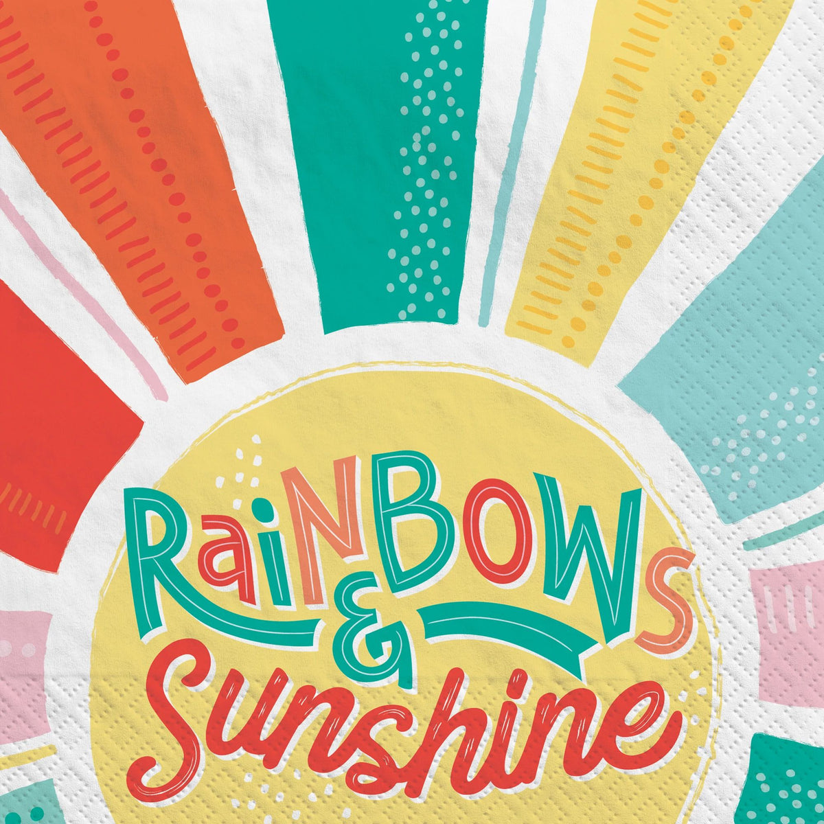 Retro Rainbow "Rainbows & Sunshine" Lunch Napkins, 6.5-inch, 16-ct - Pack of 6