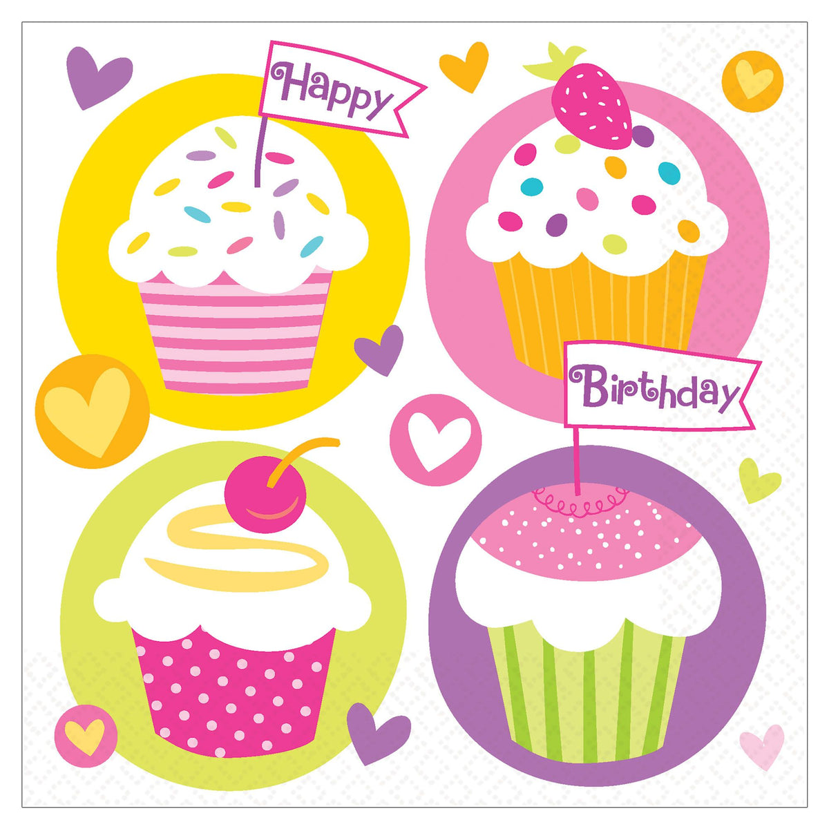 Cupcake Party Birthday Lunch Napkins, 16-ct - Pack of 18