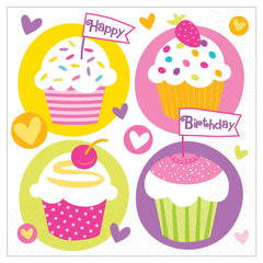 Cupcake Party Birthday Lunch Napkins, 16-ct - Pack of 3