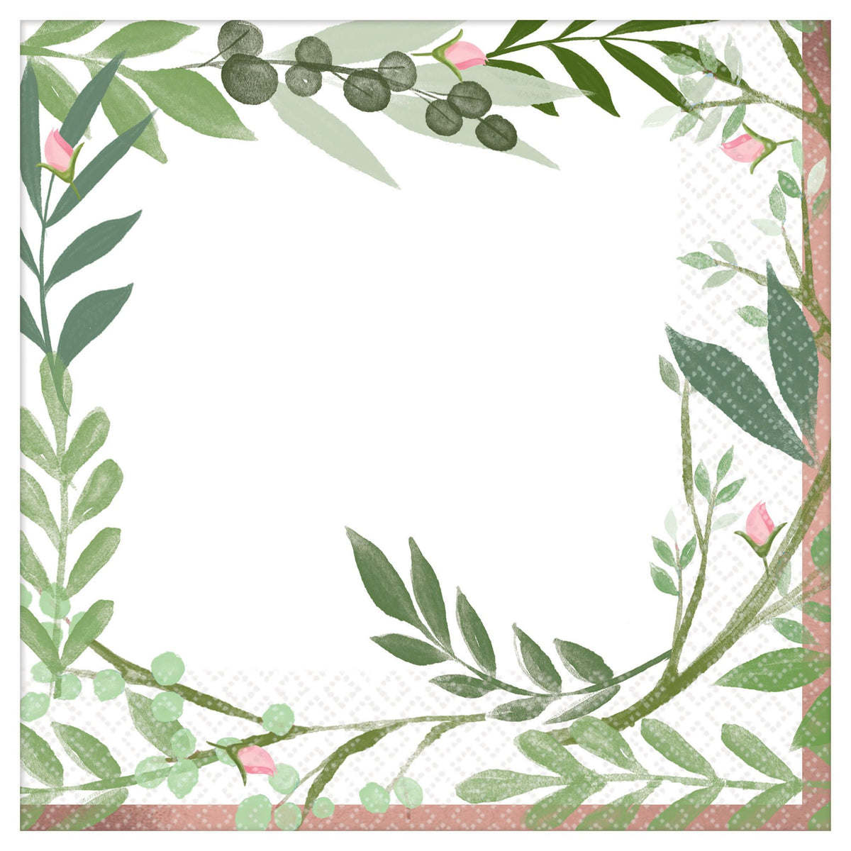 Love & Leaves Lunch Napkins, White/Green, 6.5-inch, 16-ct - Pack of 2