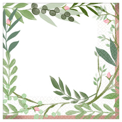 Love & Leaves Lunch Napkins, White/Green, 6.5-inch, 16-ct - Pack of 2