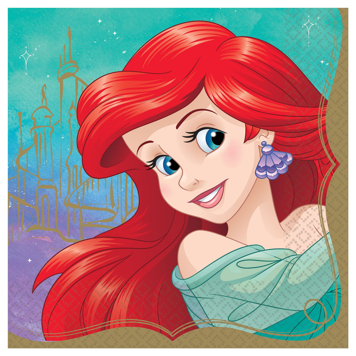 Disney Princess Ariel Lunch Napkins, Blue/Red, 6.5-inch, 16-ct. - Pack of 6
