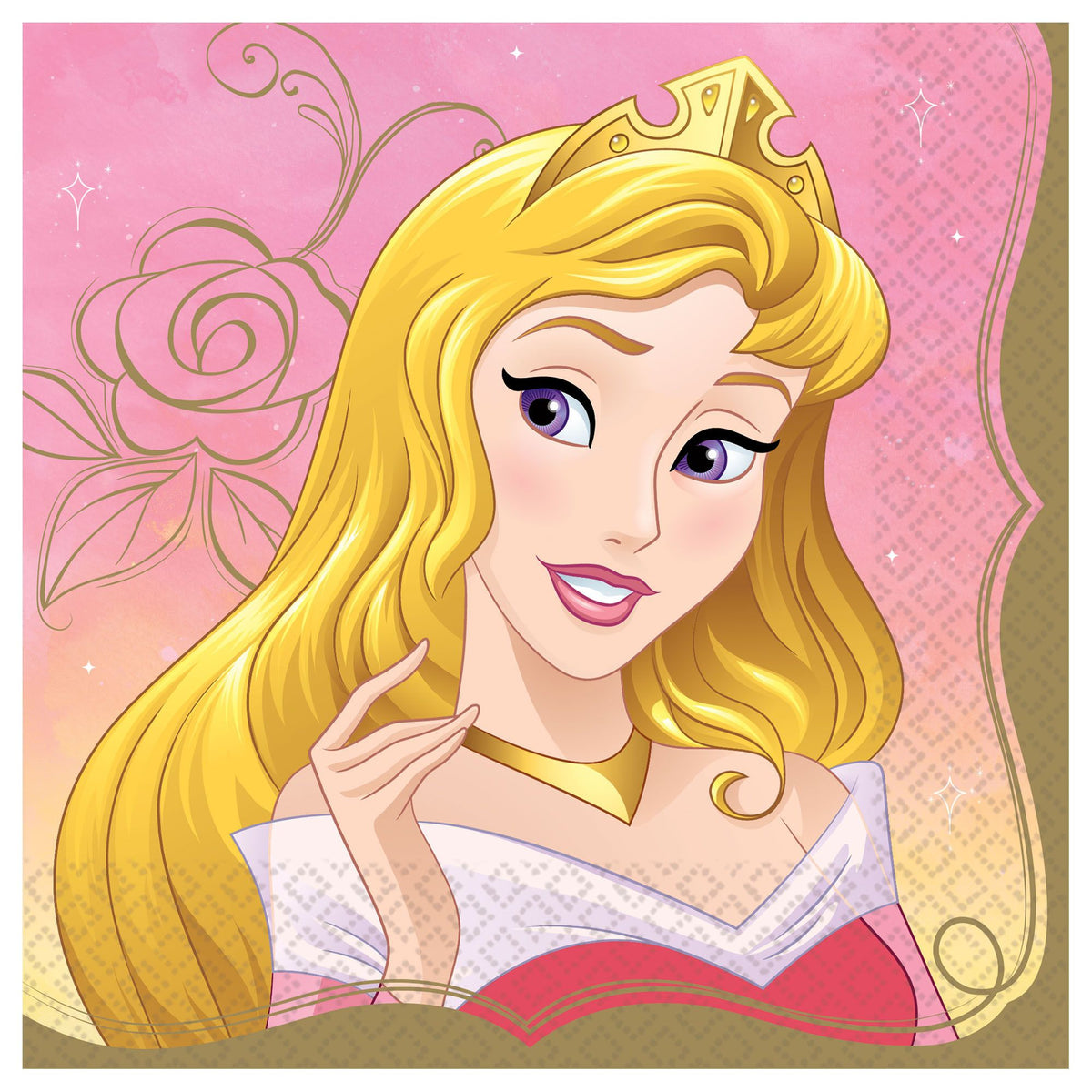 Disney Princess Aurora Lunch Napkins, Pink, 6.5-inch, 16-ct - Case of 72