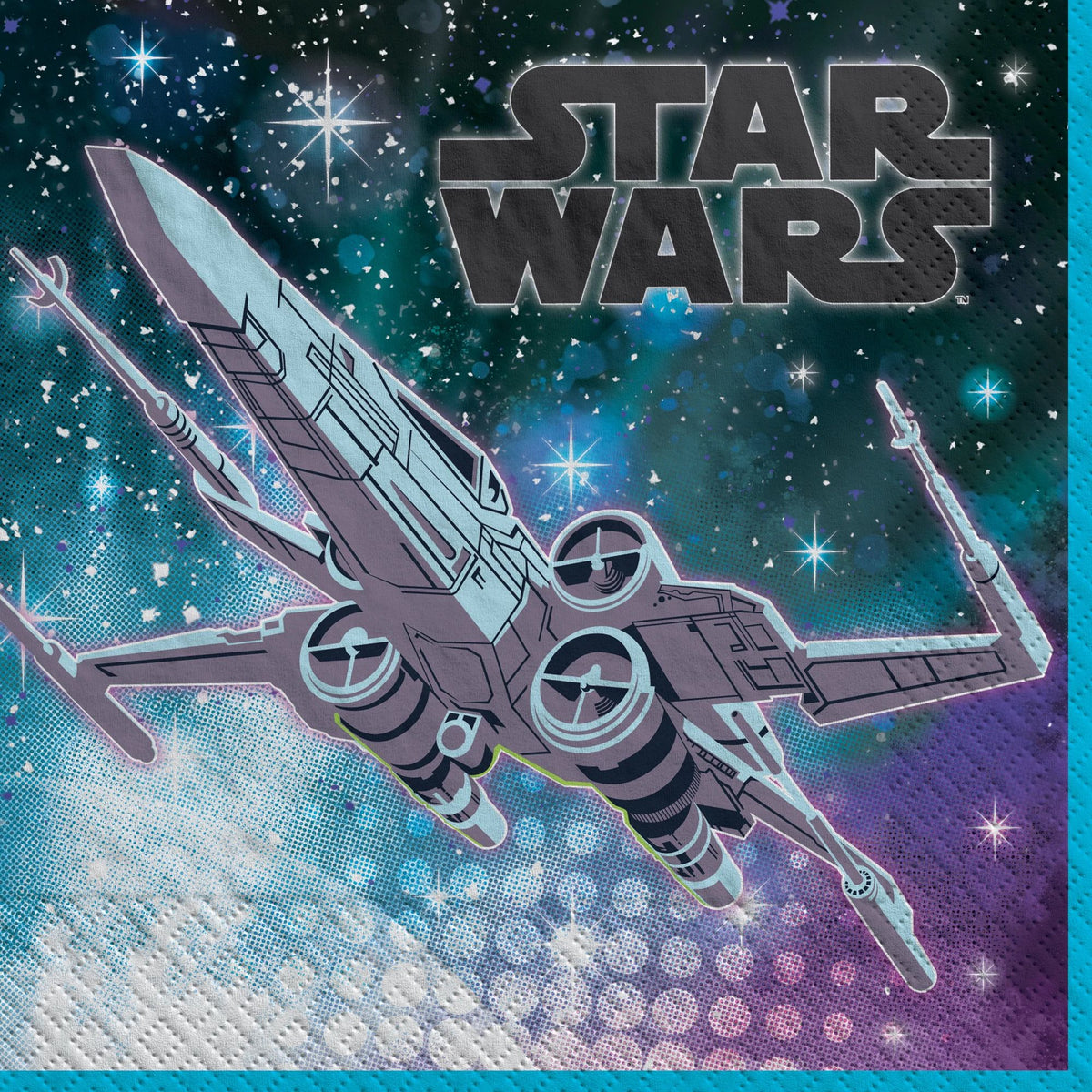 Star Wars Galaxy X-Wing Lunch Napkins, Blue, 6.5-inch, 16-ct - Pack of 6