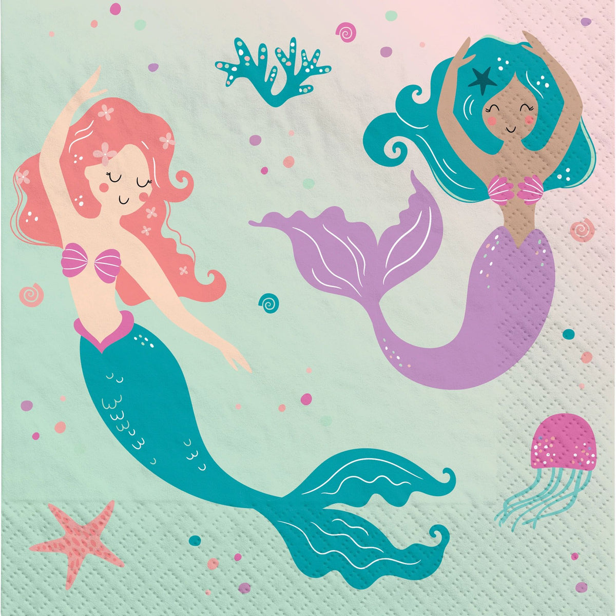 Enchanting Mermaid Birthday Lunch Napkins - 16-ct - Pack of 3