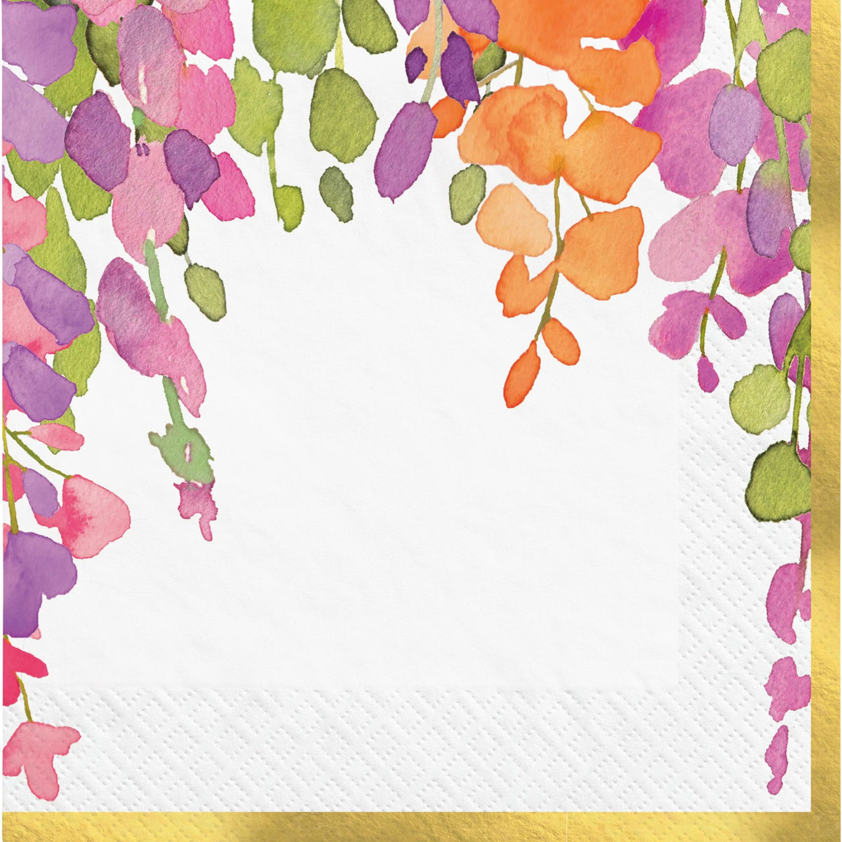Romantic Floral Lunch Napkins, Gold/Orange/Purple, 6.5-inch, 16-ct. - Pack of 2