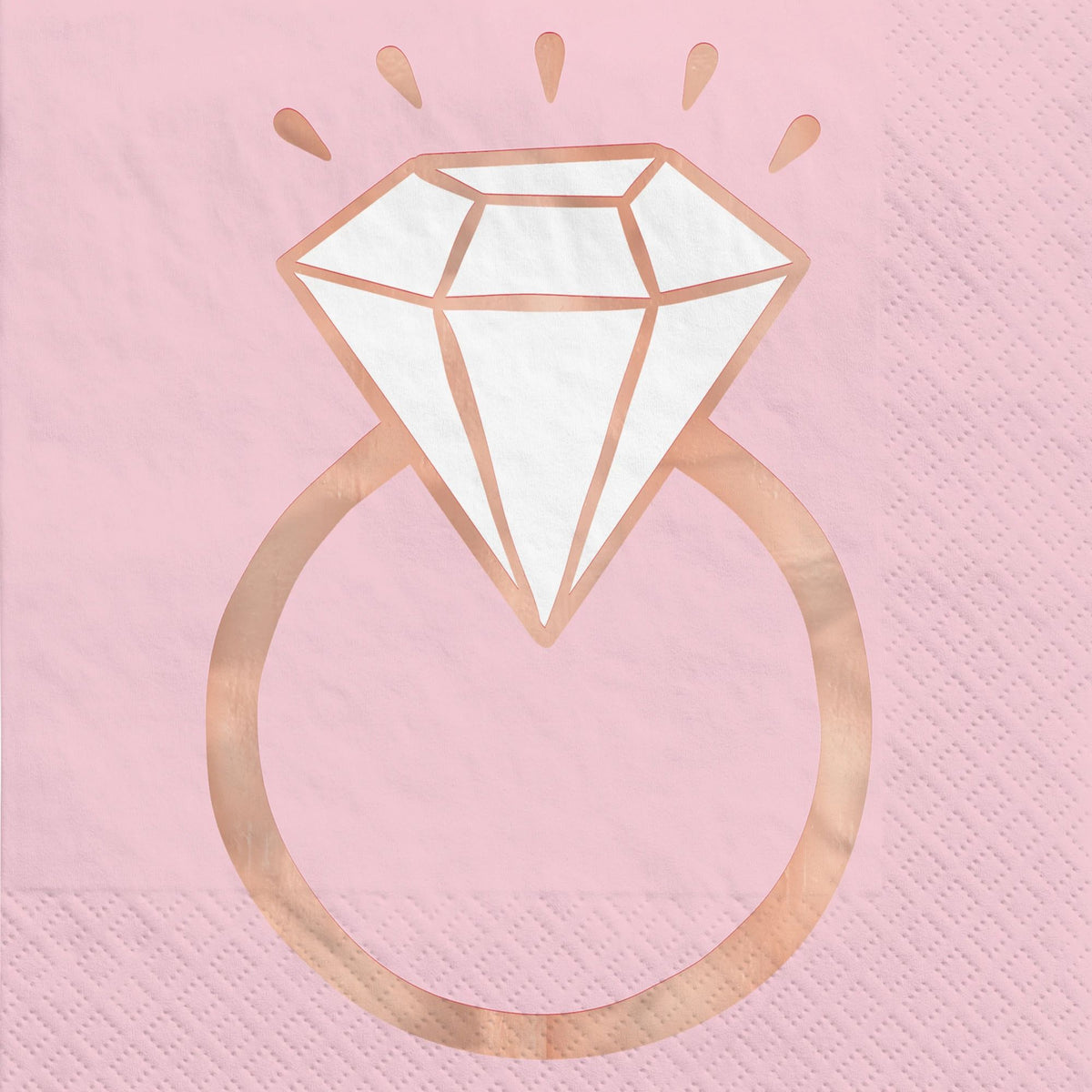 Blush Bride Lunch Napkins, Pink/Rose Gold, Diamond Ring, 6.5-inch, 16-ct - Case of 48