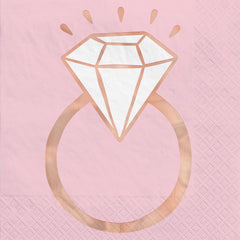 Blush Bride Lunch Napkins, Pink/Rose Gold, Diamond Ring, 6.5-inch, 16-ct - Pack of 2