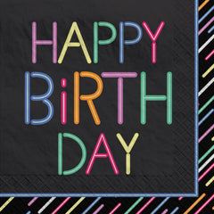 Neon Happy Birthday Luncheon Napkins, 16-ct - Pack of 2