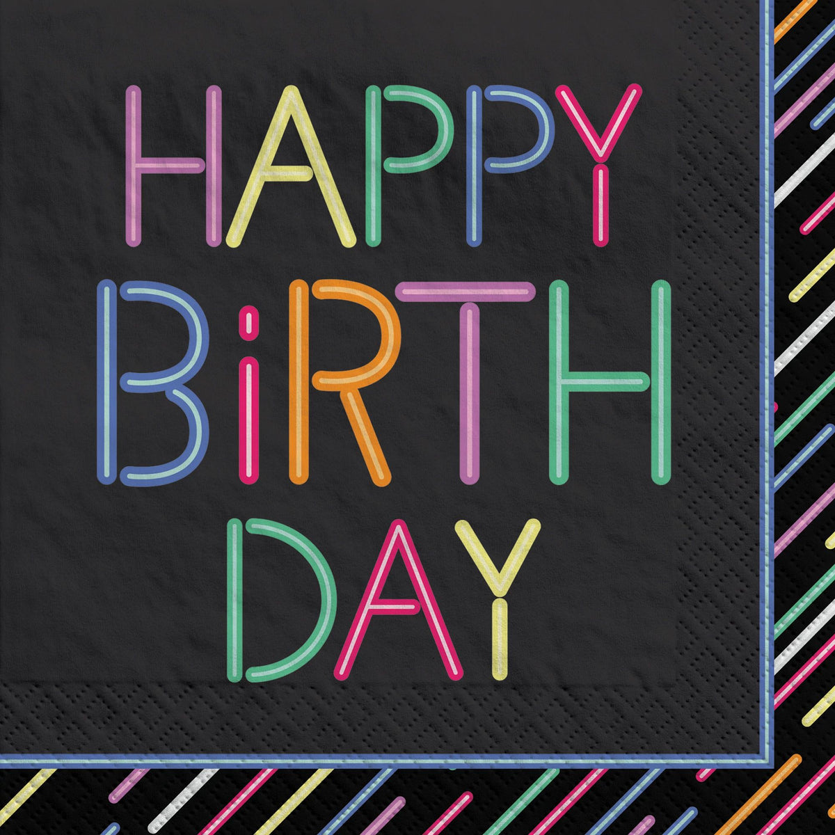 Neon Happy Birthday Luncheon Napkins, 16-ct - Case of 72