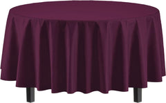 Plum Round Plastic Table Covers | 48 Count