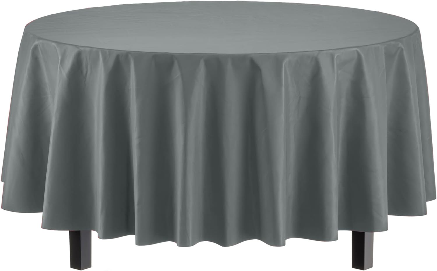 Silver Round Plastic Table Covers | 48 Count