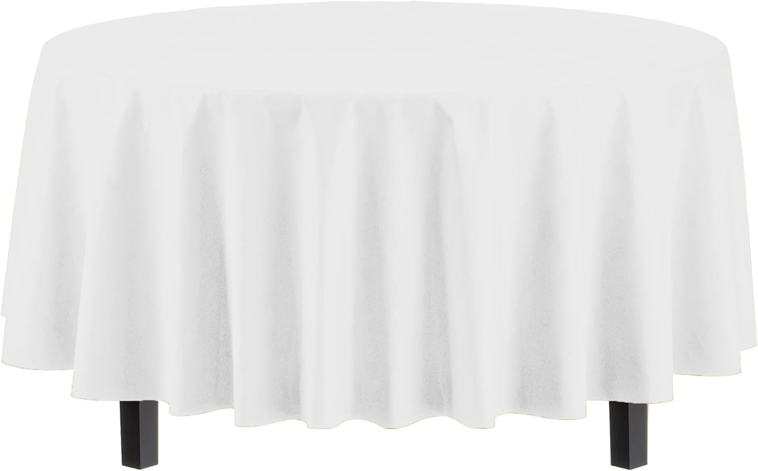 White Round Plastic Table Covers | 48 Count