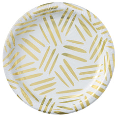 Elegant Gold Motif 10" Round Paper Plates, 8-pk | Case of 48