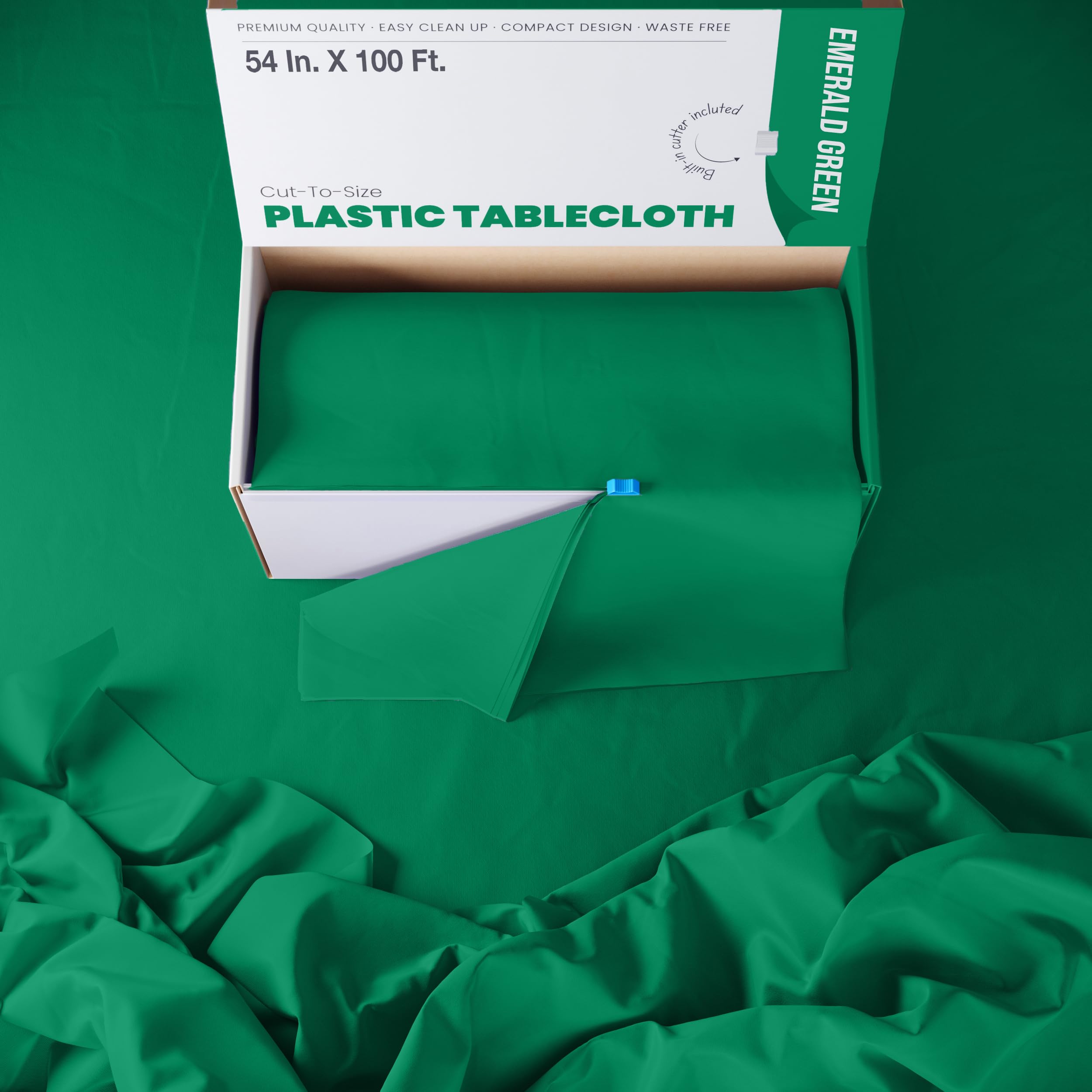 54 In. x 100 Ft. Cut To Size Emerald Green Table Roll