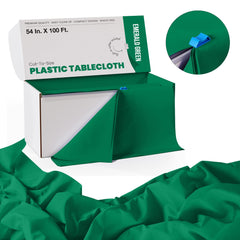 54 In. x 100 Ft. Cut To Size Emerald Green Plastic Table Rolls | 6 Pack