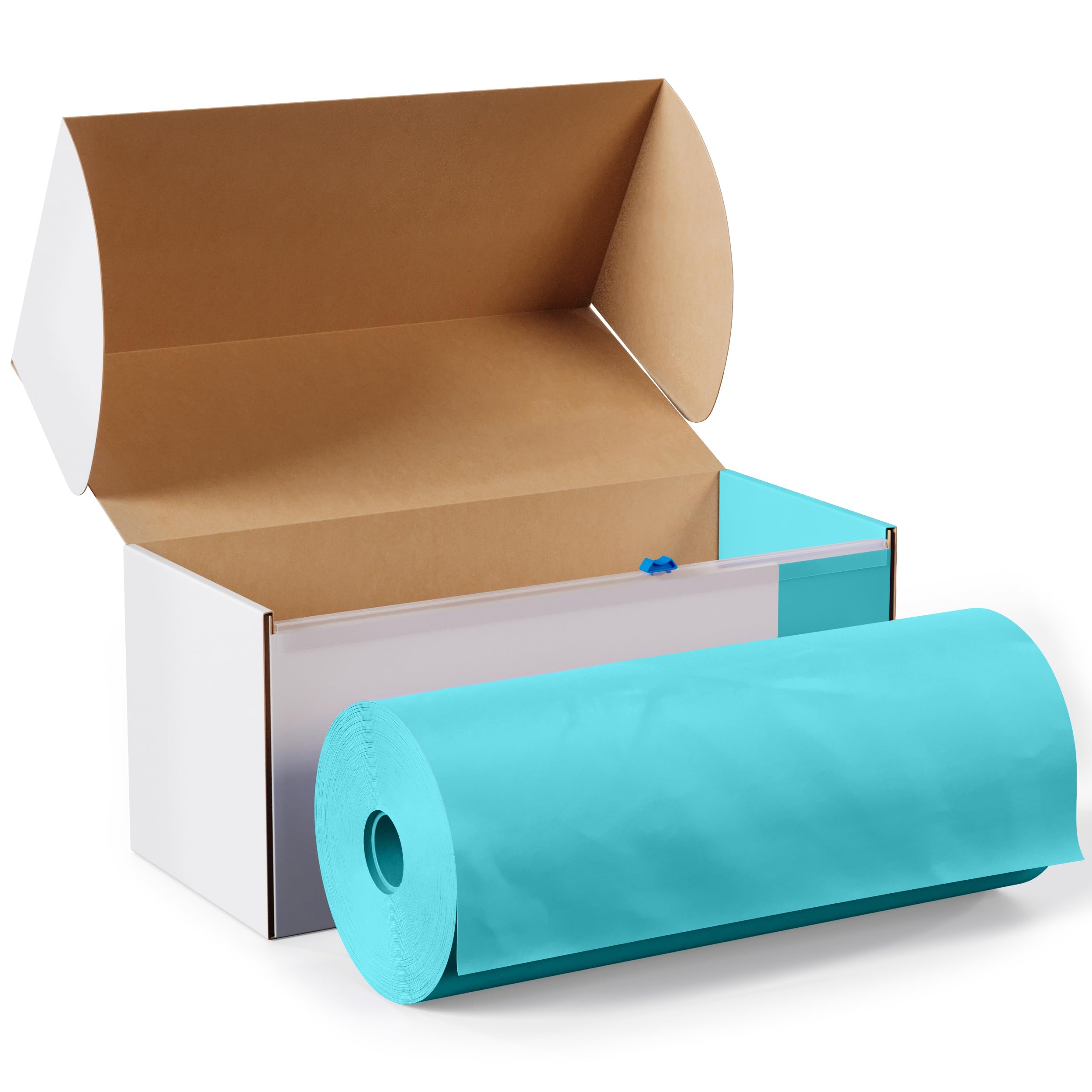 54 In. x 100 Ft. Cut To Size Light Blue Plastic Table Rolls | 6 Pack