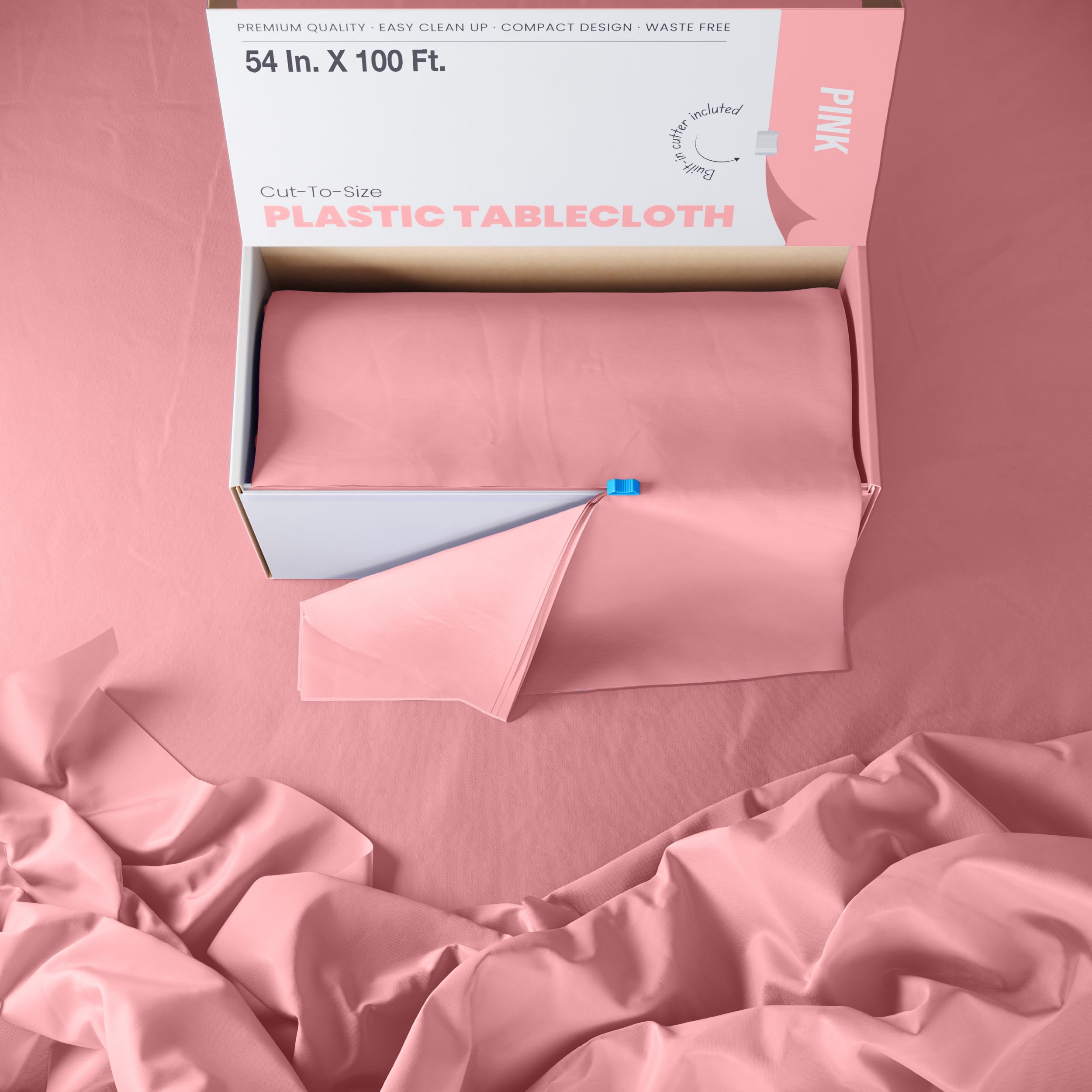 54 In. x 100 Ft. Cut To Size Pink Table Roll