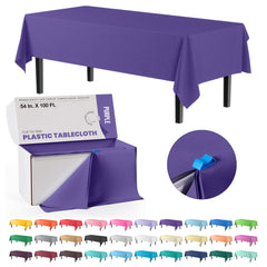 54 In. x 100 Ft. Cut To Size Purple Plastic Table Rolls | 6 Pack