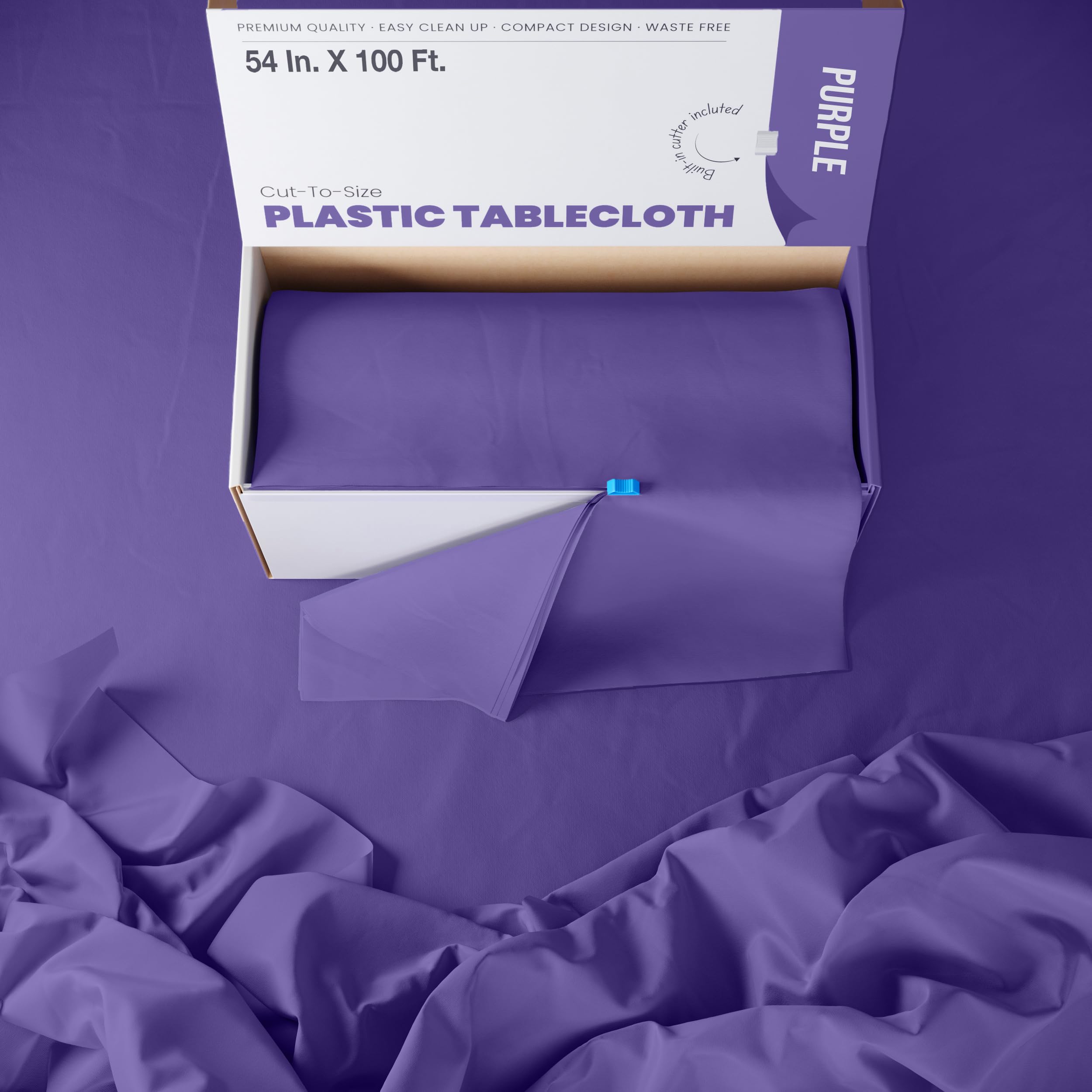 54 In. x 100 Ft. Cut To Size Purple Plastic Table Rolls | 6 Pack