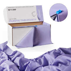 54 In. x 300 Ft. Cut To Size Lavender Plastic Table Rolls | 4 Pack