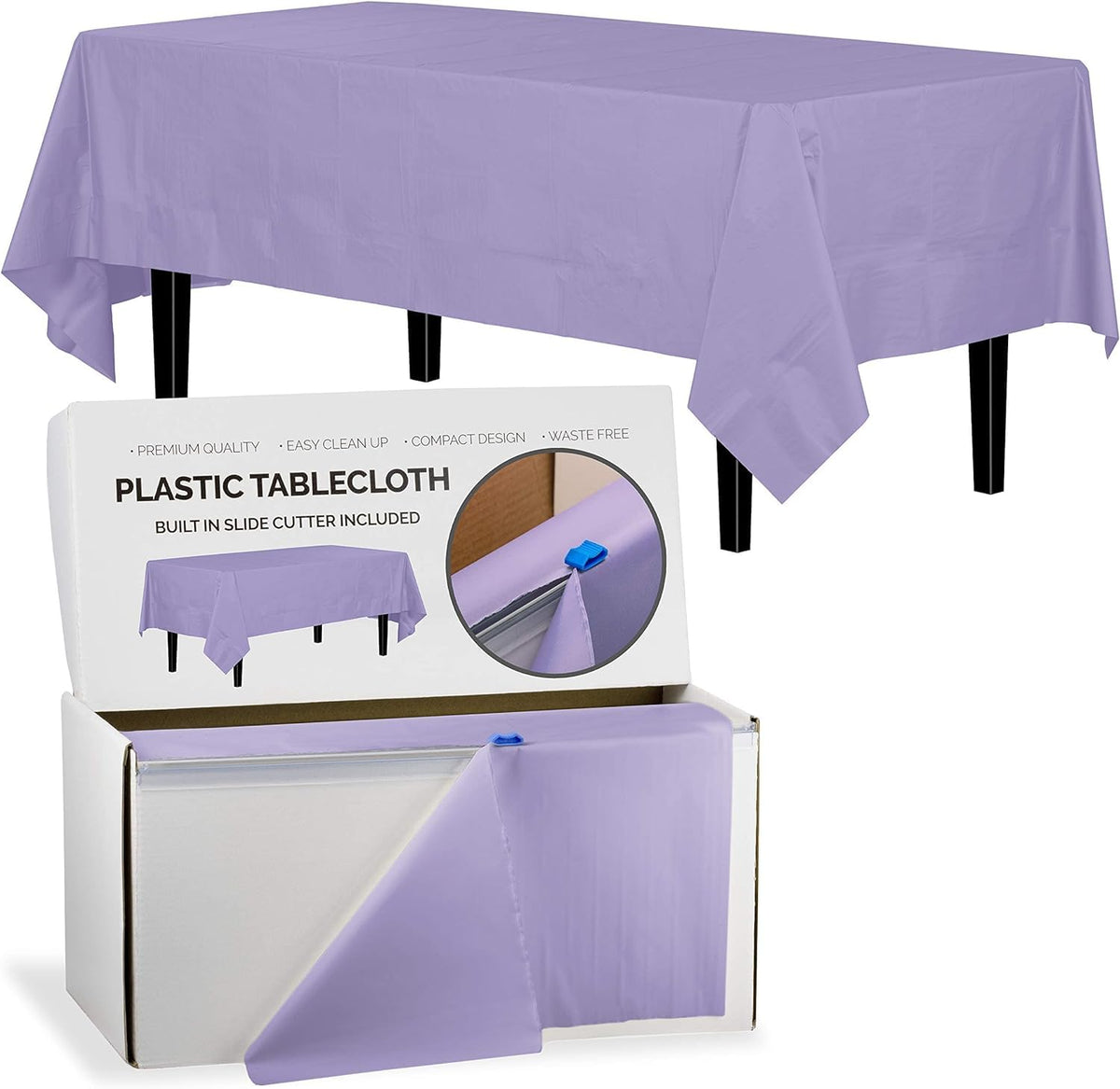 54 In. x 300 Ft. Cut To Size Lavender Plastic Table Rolls | 4 Pack