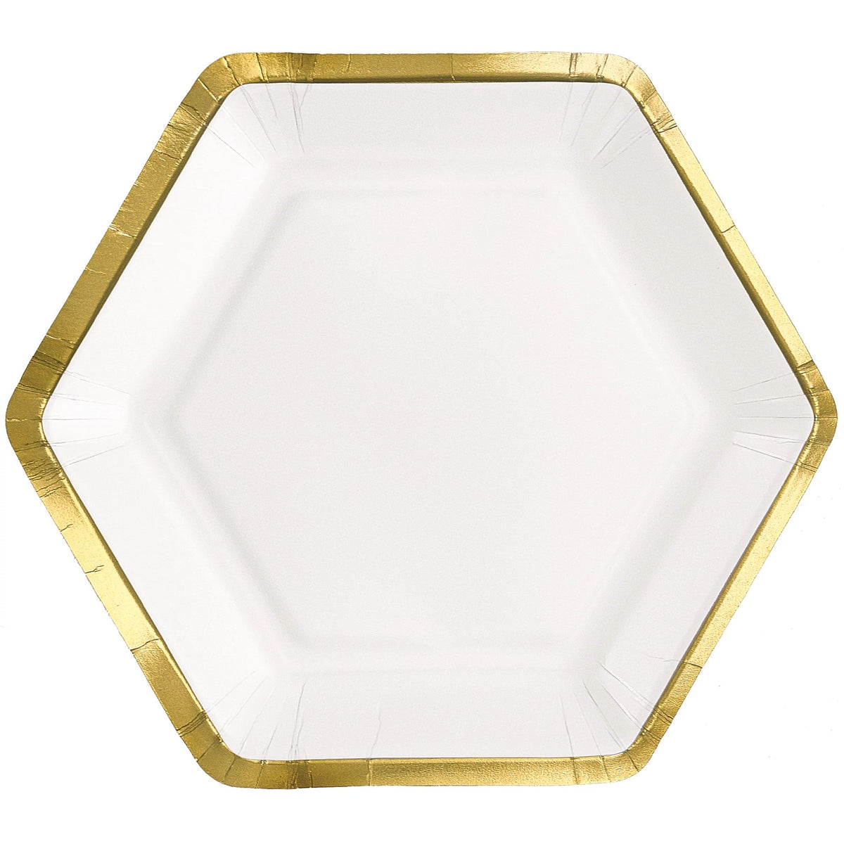 White Hexagon Metallic 7" Plate | 48 Count