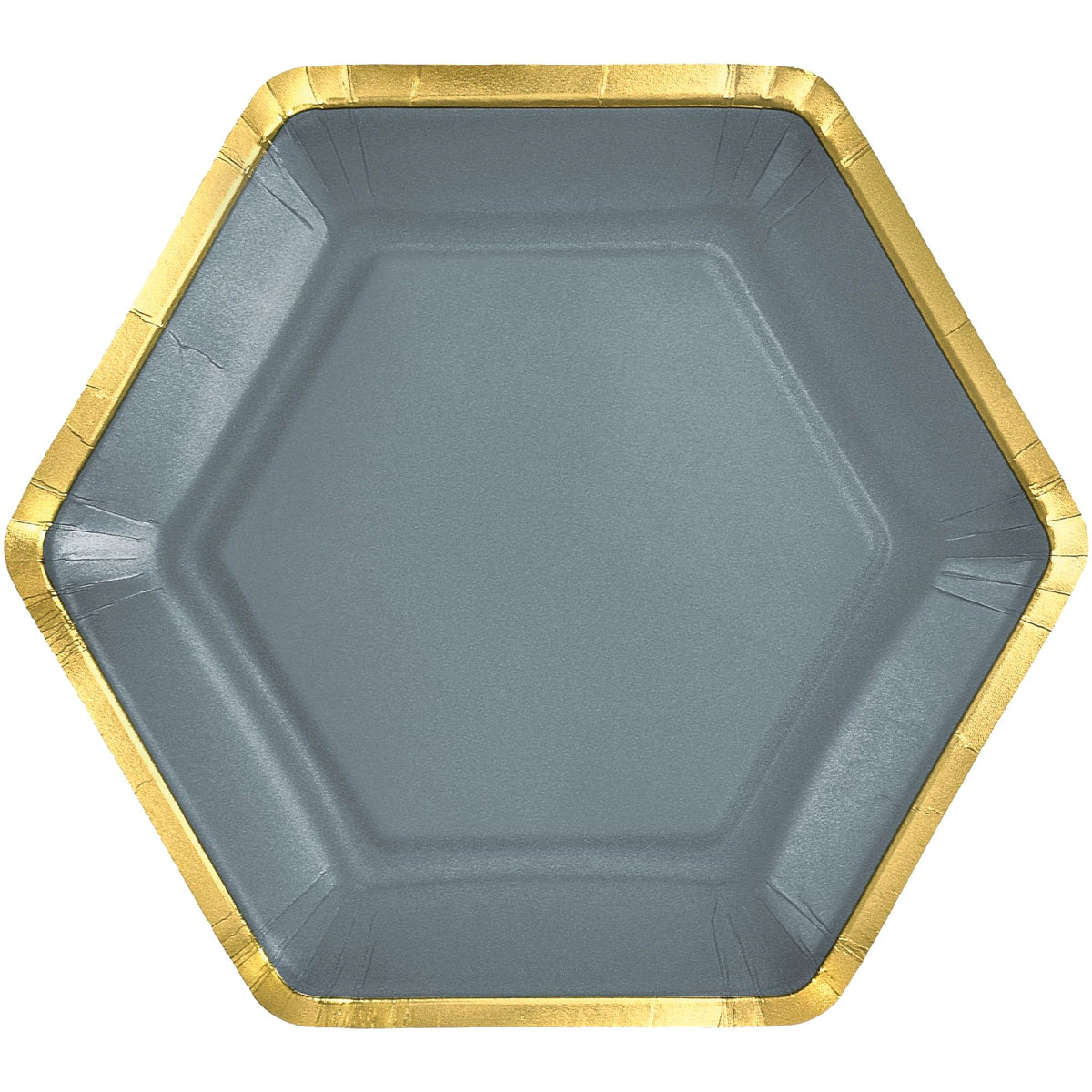 Elegant 7" Metallic Dark Gray Hexagon Plates, 8-pk | Case of 96