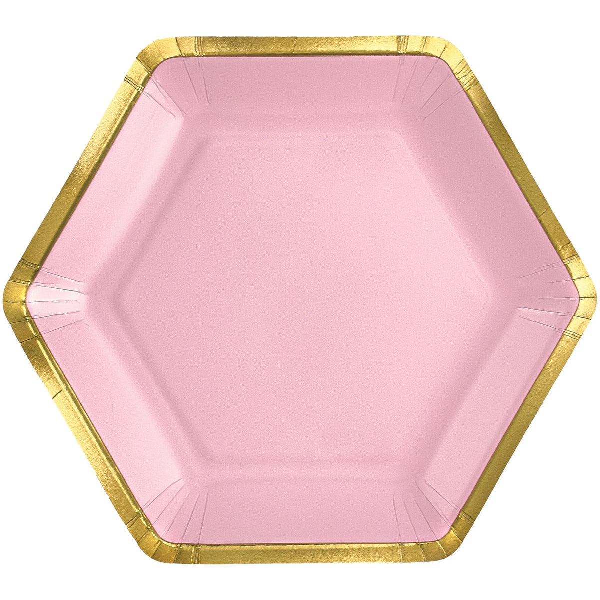 Rose Gold Hexagon Metallic Paper Plates - 7-inch, 8-ct - Case of 96