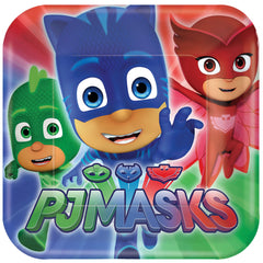 PJ Masks Square Paper Dessert Plates, Green/Blue/Red, 7-inch, 8-pk - Pack of 6