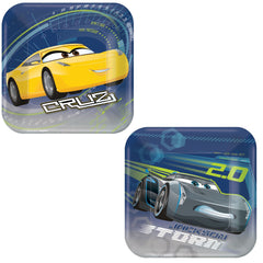Disney Cars 3 Square Dessert Paper Plates, 7-inch, 8-ct - Pack of 6