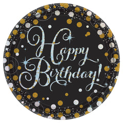 Prismatic Celebration 7-inch Round Birthday Paper Plates, 8-ct - Pack of 12