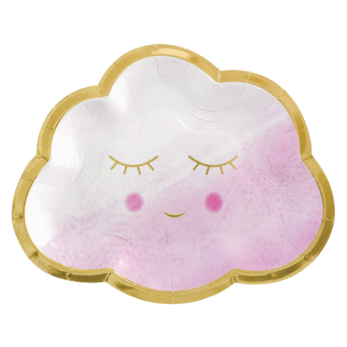 Oh Baby Cloud Paper Plates, Gold/Pink, 8.5 inch, 8-ct - Pack of 12