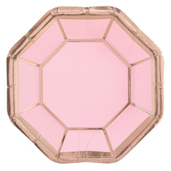 Metallic Rose Gold Hexagon Paper Dessert Plates, 7 inch, 8-ct - Pack of 12