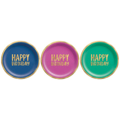 Happy Birthday Round Paper Dessert Plates, Blue/Pink/Green, 7-inch, 8-ct - Pack of 2