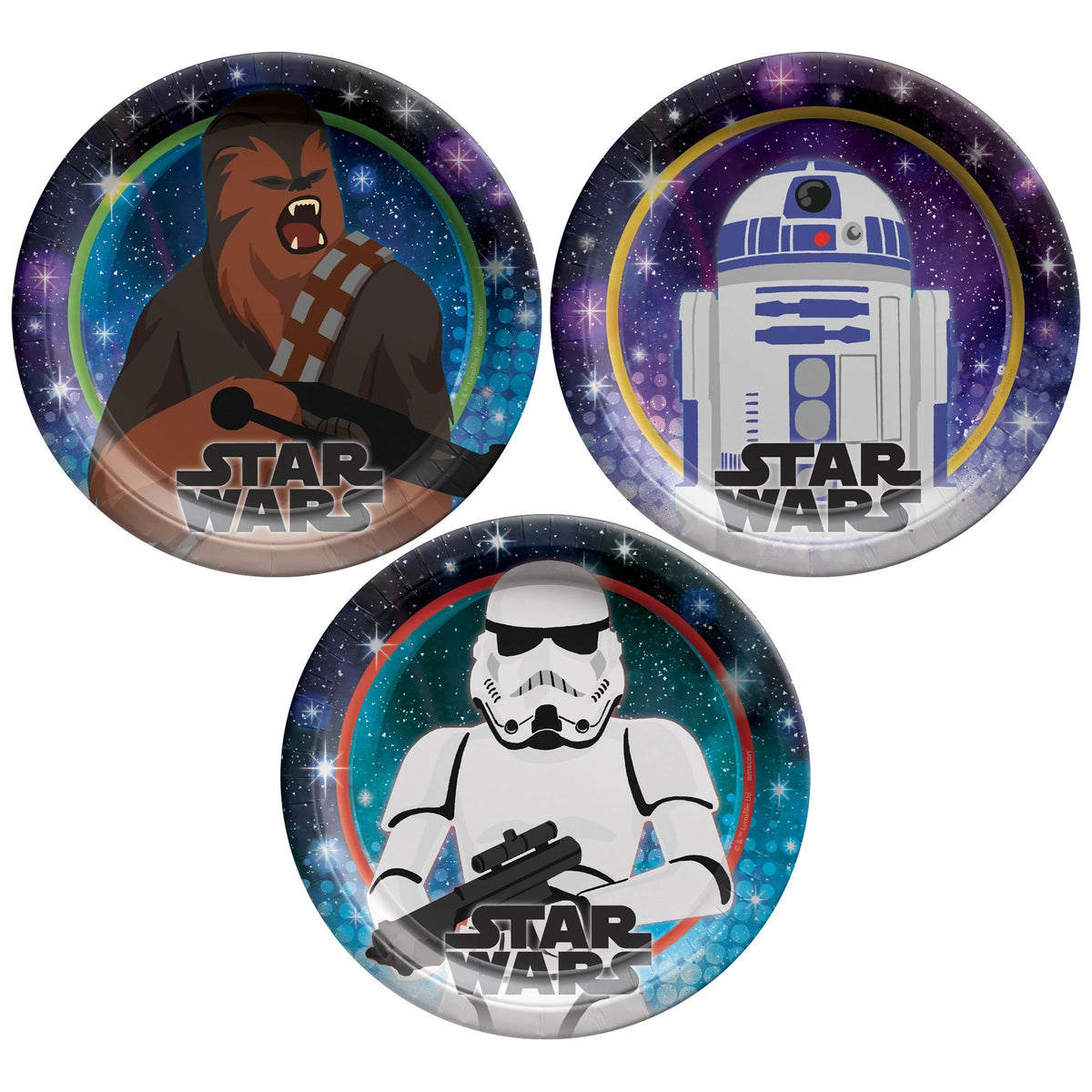 Star Wars Galaxy of Adventures Paper Dessert Plates, Black/Blue, 7-inch, 8-ct - Pack of 2