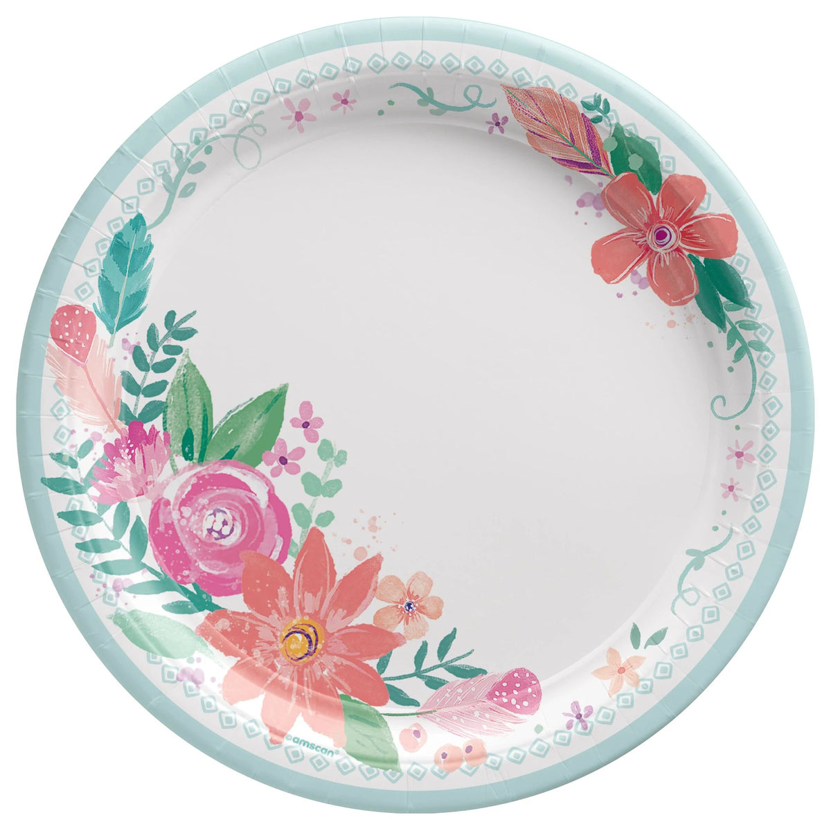 7-inch Free Spirit Floral Paper Plates for Baby's First Birthday, 8-ct - Pack of 2