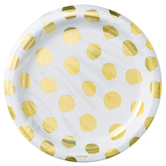 Metallic Gold Motif Paper Plates - 6.75-inch Round, 8-ct - Pack of 3