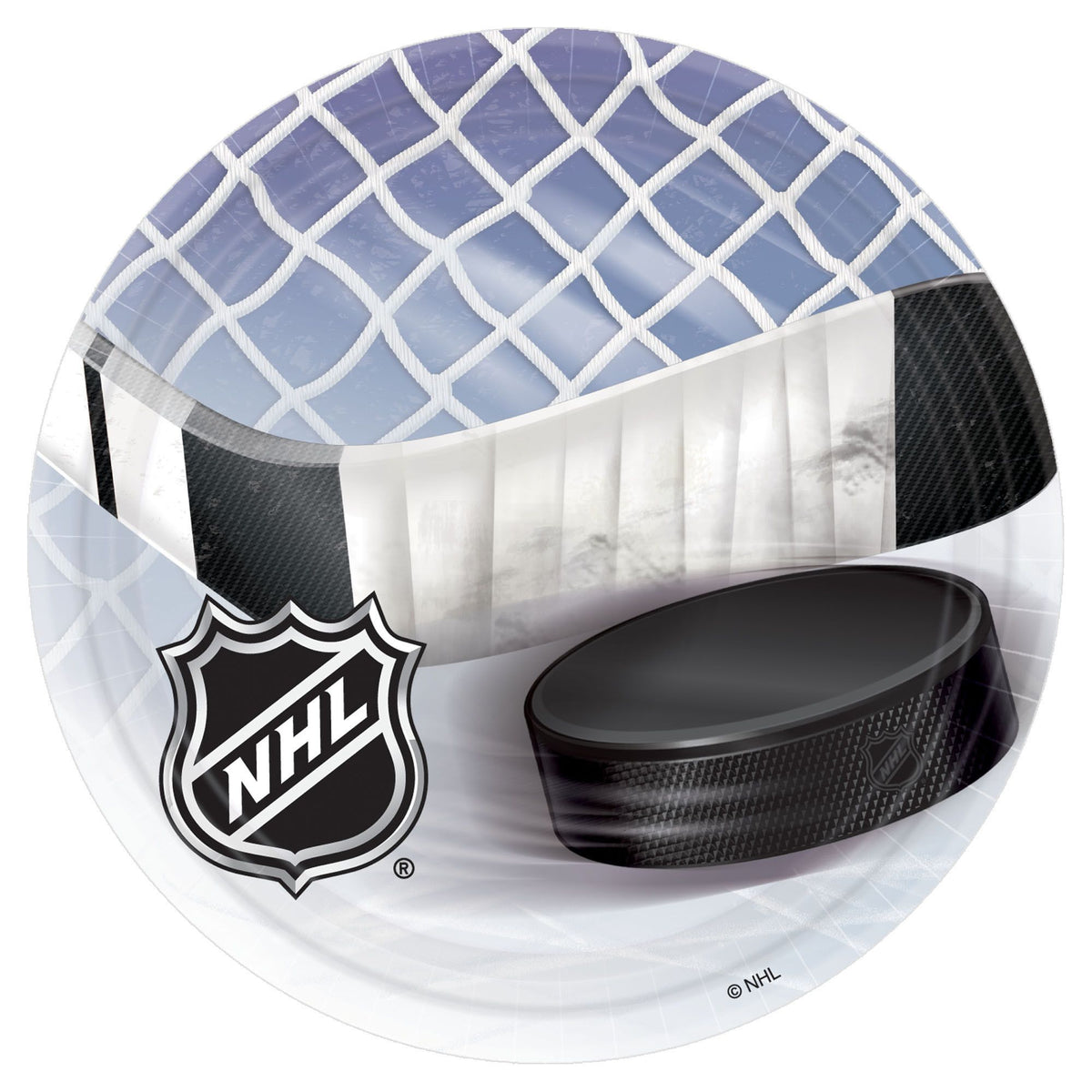 NHL Round Paper Dessert Plates, White/Blue, 7 inch, 8-ct - Pack of 2